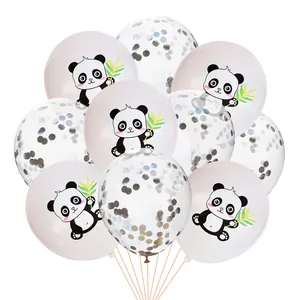 12-inch panda latex balloons and transparent confetti balloons for party decor