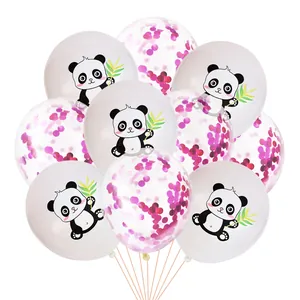12 inch latex balloons featuring cute panda prints and colorful decorative sequins