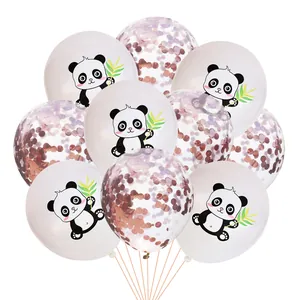 12-inch panda latex balloons and rose gold confetti balloons for birthday party decor