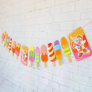 Ghirlanda di compleanno a tema gelato e clown per decorazioni feste estive colorate