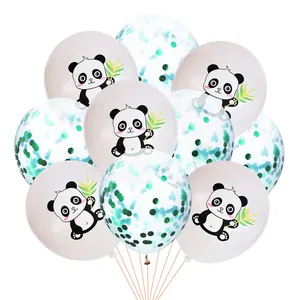 Latex Balloons Featuring Cartoon Panda Bamboo Print And Shiny Confetti Balloons For Kids Birthday Party Atmosphere Decoration Supplies