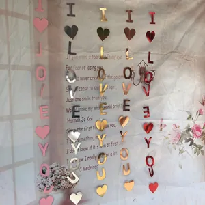 Hanging heart and letters garland in pink gold silver red for wedding decoration