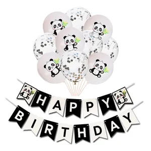 Set decorazioni compleanno panda con palloncini panda e striscione Happy Birthday