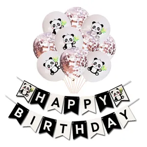 Set decorazioni compleanno panda con palloncini in lattice e striscione Happy Birthday