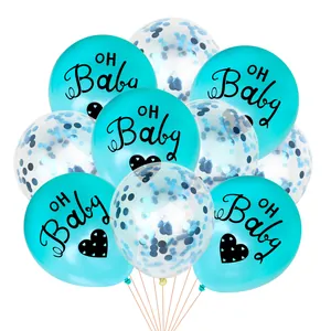 Tiffanyblaue Oh Baby Ballons Set mit blauem Konfetti für Babyparty-Dekorationen