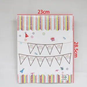 Große bunte gestreifte Geburtstagswimpel 23x28,5cm für Partydekorationen