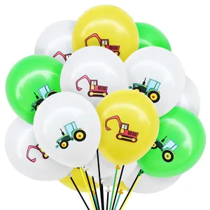 Baustellen-Thema Latexballons mit Bagger-Drucken und Haltestäben