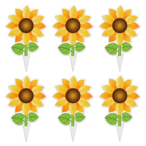 Lot de 6 décorations de gâteau tournesol pour fête d'anniversaire et décor floral