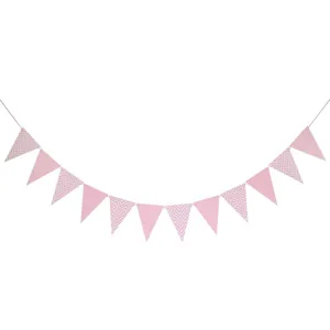Pink triangle bunting banner with alternating solid and chevron wave patterns for parties