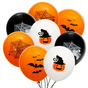 Halloween Latexballons Kürbis Fledermaus Spinnennetz Druck Rundballons Für Partydekoration Orange Schwarz Weiß Festliches Zubehör