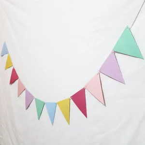 Colorful triangle pennant banner in pastel tones for birthday and party decorations