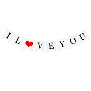 Weiße I Love You Girlande mit rotem Herz für Hochzeit und Partydekoration