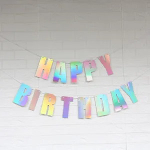 Banderole Joyeux Anniversaire irisée avec lettres holographiques pour la fête