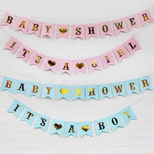 Baby Shower Schwalbenschwanz Papier Banner Girlande Für Jungen Mädchen Gender Reveal Geburtstag Party Deko Wandbehang