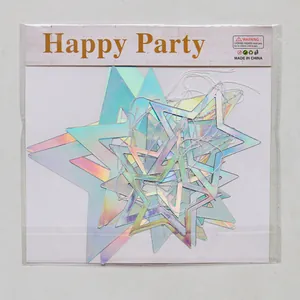 Ghirlande di stelle iridescenti in carta laser in confezione per decorazione di feste