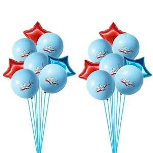 Kit de ballons de fête avec avion de dessin animé et étoiles pour anniversaire