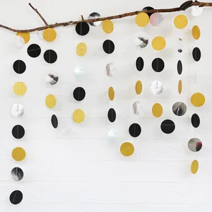 4m gold glitter star and circle garland for party wedding and birthday wall decoration