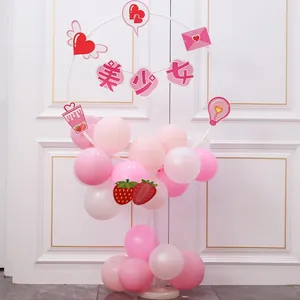 Kit d'arche de ballons rose et blanc avec carte thème fée pour fête de naissance