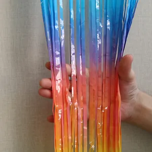 Detailed texture of 1x2m colorful gradient fringe curtain for party background decoration