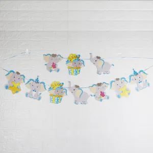 Cartoon elephant party banner bunting for baby shower and birthday decorations