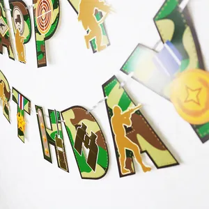 Στρατιωτικό καμουφλάζ Happy Birthday πανό με τανκς και στρατιώτες για αγόρια