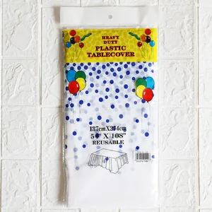 Embalaje de mantel desechable resistente con diseño de lunares azules y globos de colores