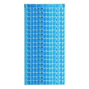 Blue square sequin foil fringe curtain backdrop for birthday party decorations