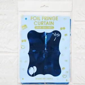 Rideau de pluie en aluminium bleu emballé pour décoration murale de fête festive