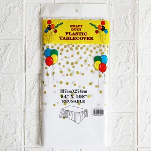Mantel de PEVA con lunares oro rosa y globos para fiestas, medidas 137x274cm