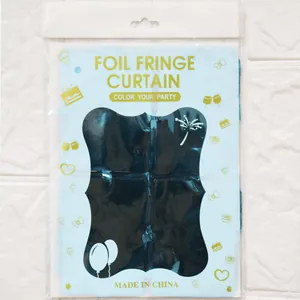 Rideau à franges en aluminium noir brillant pour décoration murale de fête en emballage