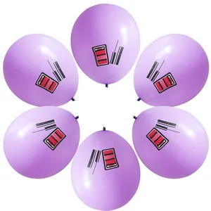 Sechser Set lila Latexballons mit Make up Themen wie Lidschatten und Mascara Aufdruck