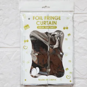 Rideau de franges argentées en emballage de vente pour décoration de fête