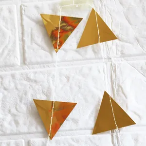 Golden mirror triangle bunting banner decoration for birthday party and room decor