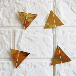 Golden mirror triangle bunting banner for birthday party decoration and home wall events