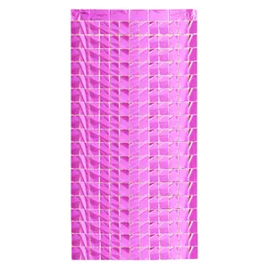Détail de sequins carrés rose vif scintillants pour mur de décoration de fête festive
