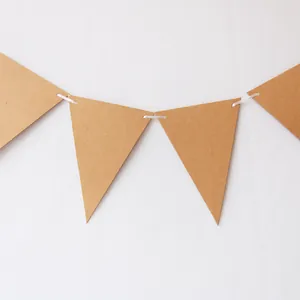 Banderole en papier kraft marron avec ruban blanc pour décoration de fête et mariage
