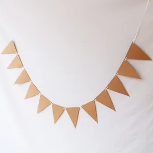 Guirlande de fanions triangulaires en papier kraft pour mariage et fête DIY