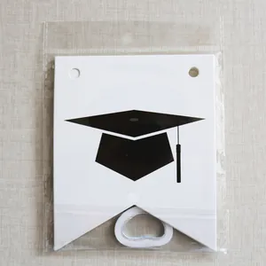 2025 graduation banner set with cardstock black mortarboard icons and white ribbon