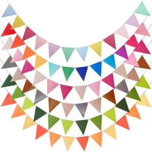 Colorful triangular bunting garland for birthday party and festive holiday decorations