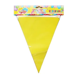 Glittering yellow party bunting set with Holy Shit You're Old banner in retail package