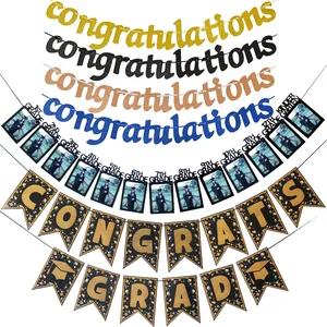2025 Graduation party decoration kit with glitter banners and photo frame banners
