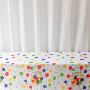 Mantel desechable de PEVA grueso con globos y texto Happy Birthday para cumpleaños