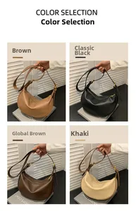 Hobo bag colors in brown, black, globalbrown, and khaki with litchi grain leather