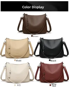 Five assorted colors display of litchi grain tote bags including black and burgundy