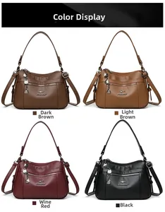 Color display of four soft leather tote bags in dark brown, tan, burgundy, and black