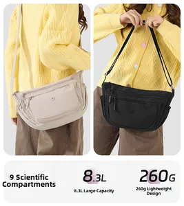 Nylon-Umhängetasche mit 8,3L Volumen, 9 Fächern und leichtem Gewicht von nur 260g im Detail