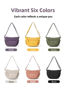 Nylon-Schultertaschen in sechs Farben mit mehreren Fächern und verstellbarem Gurt