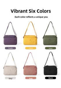 Nylon Umhängetasche Farbpalette in Lila Gelb Grün Grau Rosa und Schwarz erhältlich