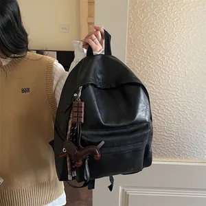 Sac à Dos Femme Vintage en Cuir PU Imperméable Grande Capacité Sac d'École pour Étudiants Sac à Dos de Mode