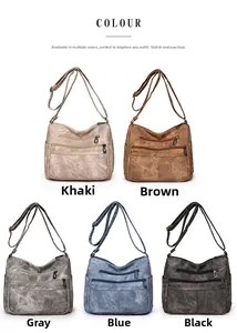 Sacs bandoulière vintage multi-poches en similicuir déclinés en cinq coloris